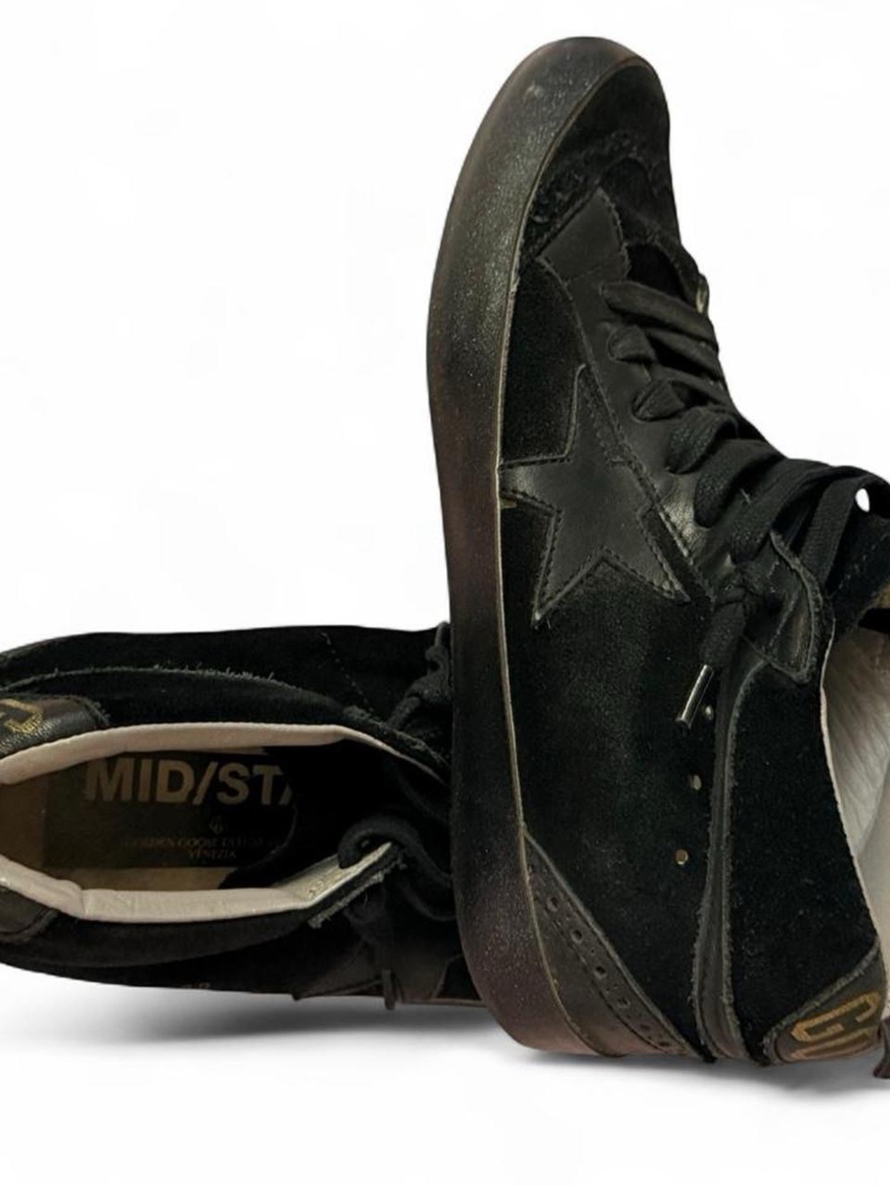 Golden Goose Black High-Top Mid Star Suede & Leather Sneakers - Picture 7 of 7